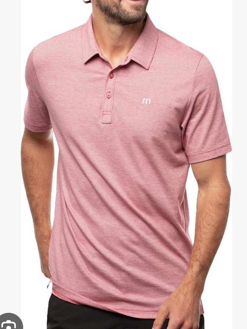Travis Mathew Zinna Golf Polo Shirt Sleeve Red White Stripe Medium